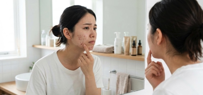 ニキビに悩んでいる女性