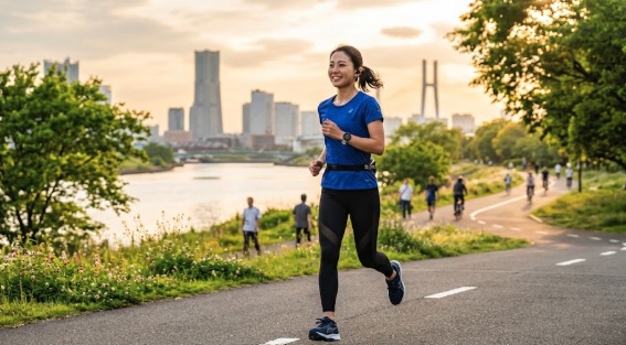 運動をして汗をかいている女性