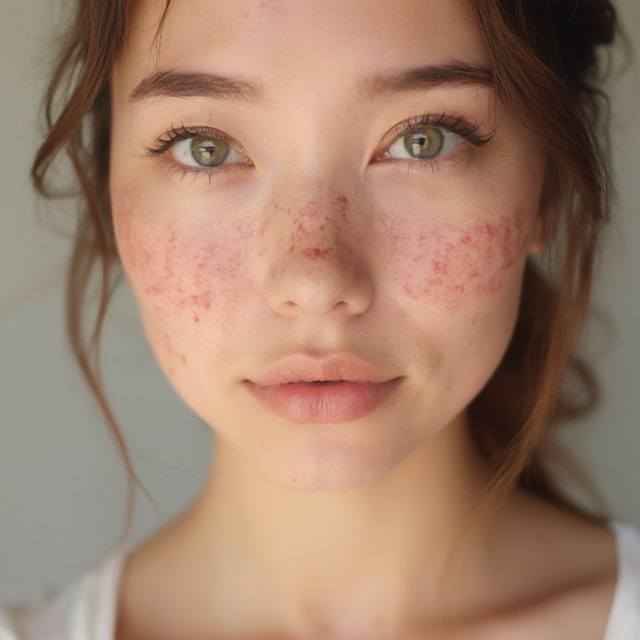 頬の赤みが気になる女性の顔