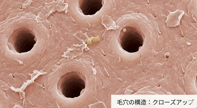 毛穴が目立つメカニズムと成分アプローチの関係図