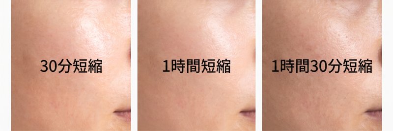 睡眠時間30分〜1時間30分短縮時の肌の様子