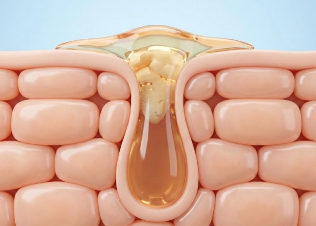 毛穴と皮脂の構造イメージ図